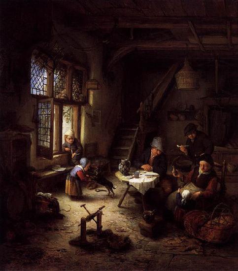 Adriaen van ostade Peasant Family in a Cottage Interior Sweden oil painting art